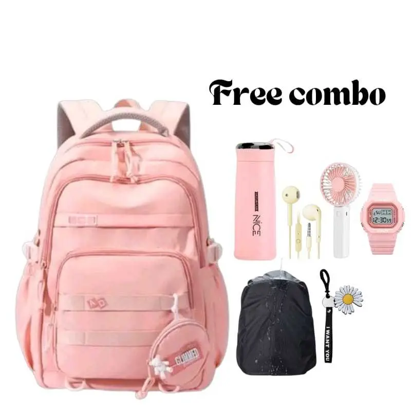 Tas sekolah anak ransel AD free paket combo dan anak ransel Tas Ransel Terbaru tipe-dk2023 Backpack Wanita Bisa Sekolah Sd>smp>sma Dan Kuliah Ransel Multifungsi Wanita Free Botol+jam tangan+nano spray 3