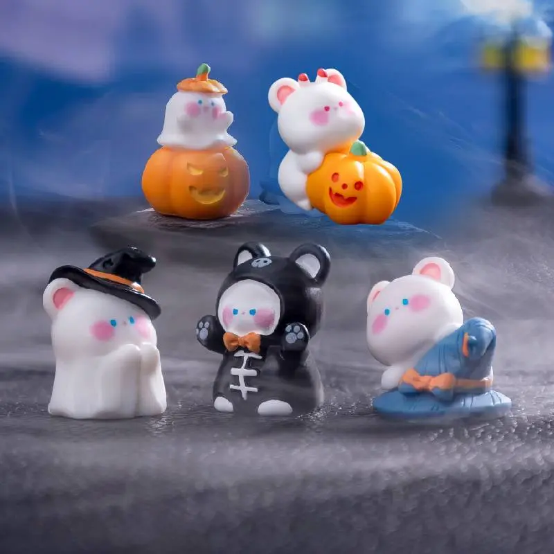Detailed Halloween Bear And Elf Resin Craft Figurines For Home Display