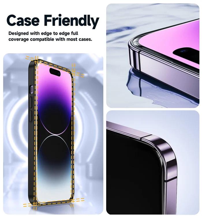 Product Introduction of Tempered glass screen protector, for iPhone series, 4K HD privacy protection, quick installation tools, auto dust removal installation, bubble-free Cover Protective 5