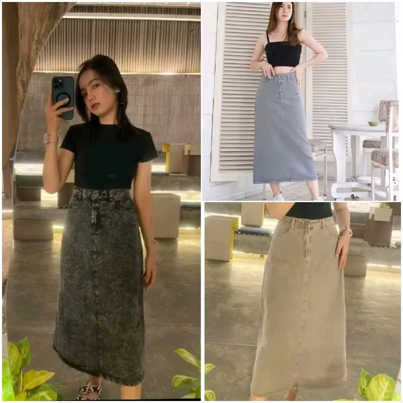 ROK JEANS A-LINE HIGHWAIST 7/8 WANITA // BASIC SKIRT DENIM 780 // ROK SPAN KOREAN STYLE Wanita Dewasa Simple Nyaman Panjang 7