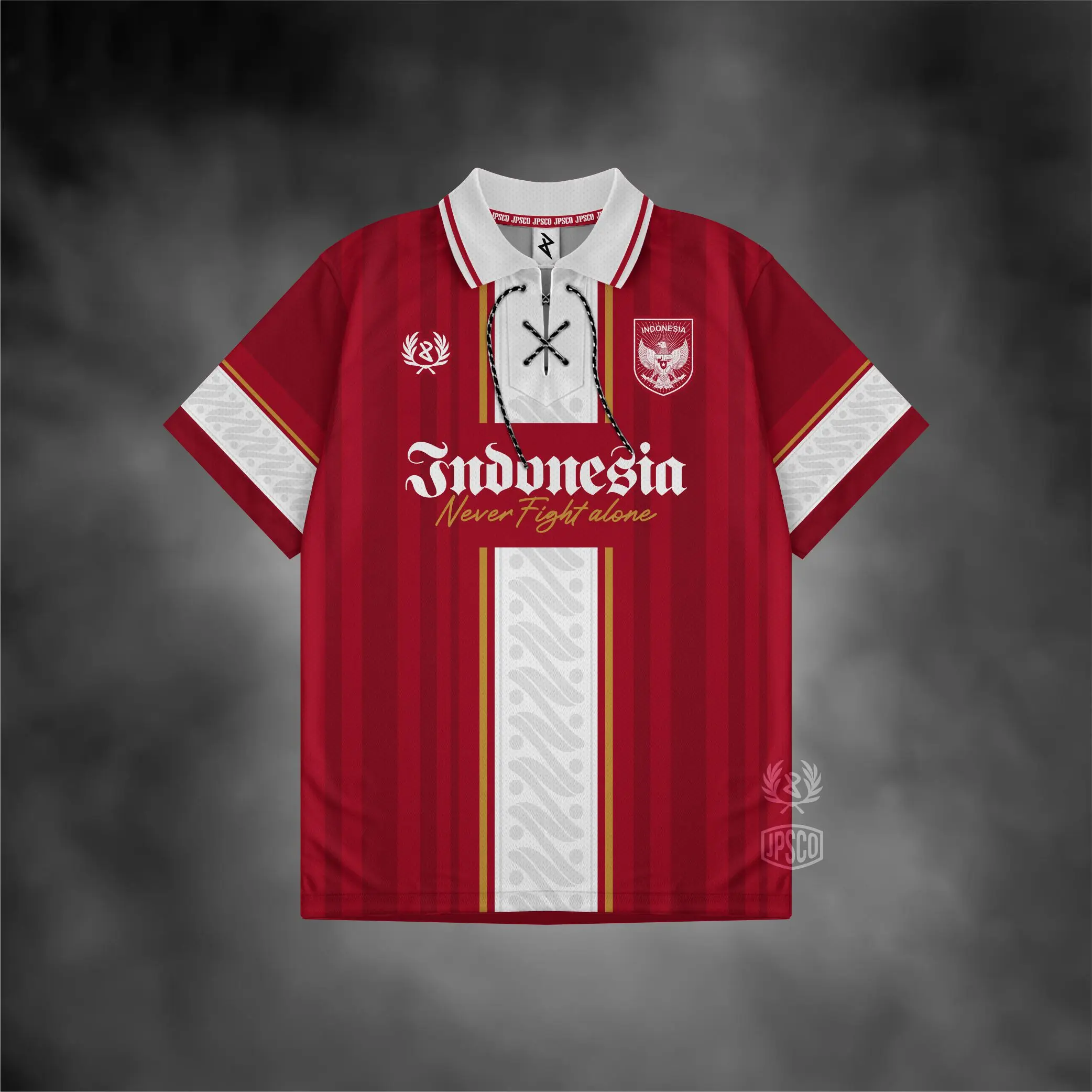 JERSEY TIMNAS INDONESIA NEVER FIGHT ALONE JERSEY VINTAGE TERBARU Pakaian Olahraga Pria Sport