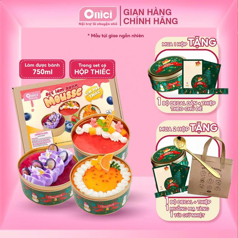 Set làm bánh nguyên liệu nấu mousse trái cây HỘP THIẾC Bếp Của Mẹ ONICI thành phẩm 750ml bánh - Kèm công thức nấu