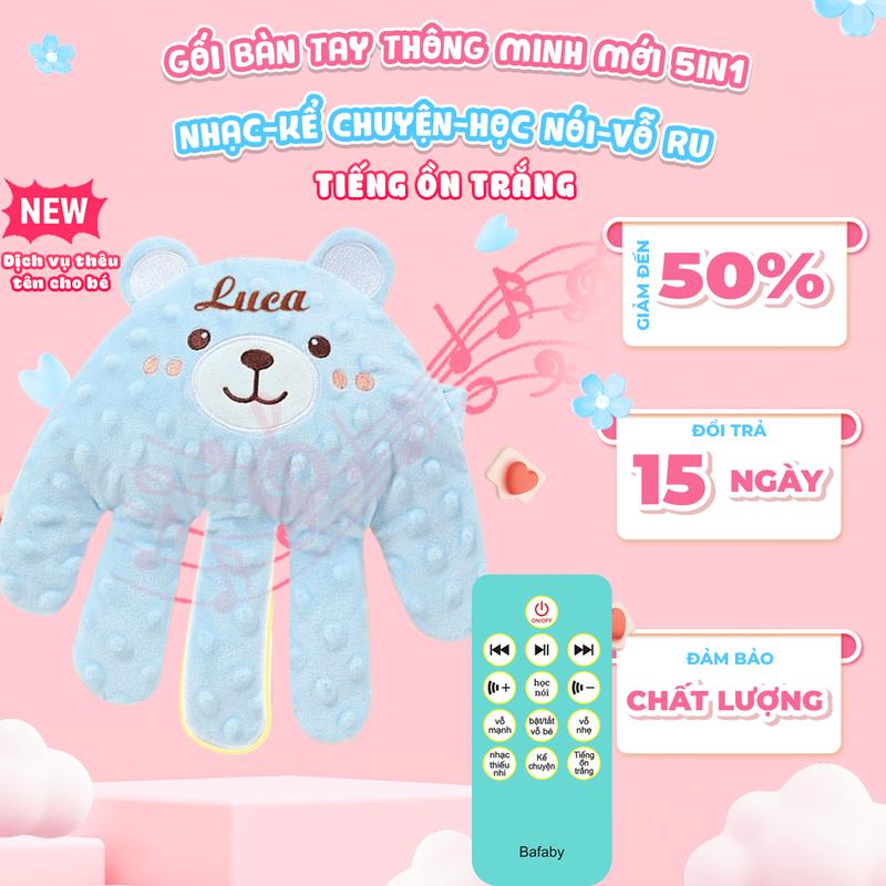  Gối Ôm Bàn Tay Vỗ Bé Ngủ Ngon Bafaby Hạn Chế Giật Mình Vải Nhung Hạt Mềm Mịn Massage Có Điều Khiển Từ Xa – 411 