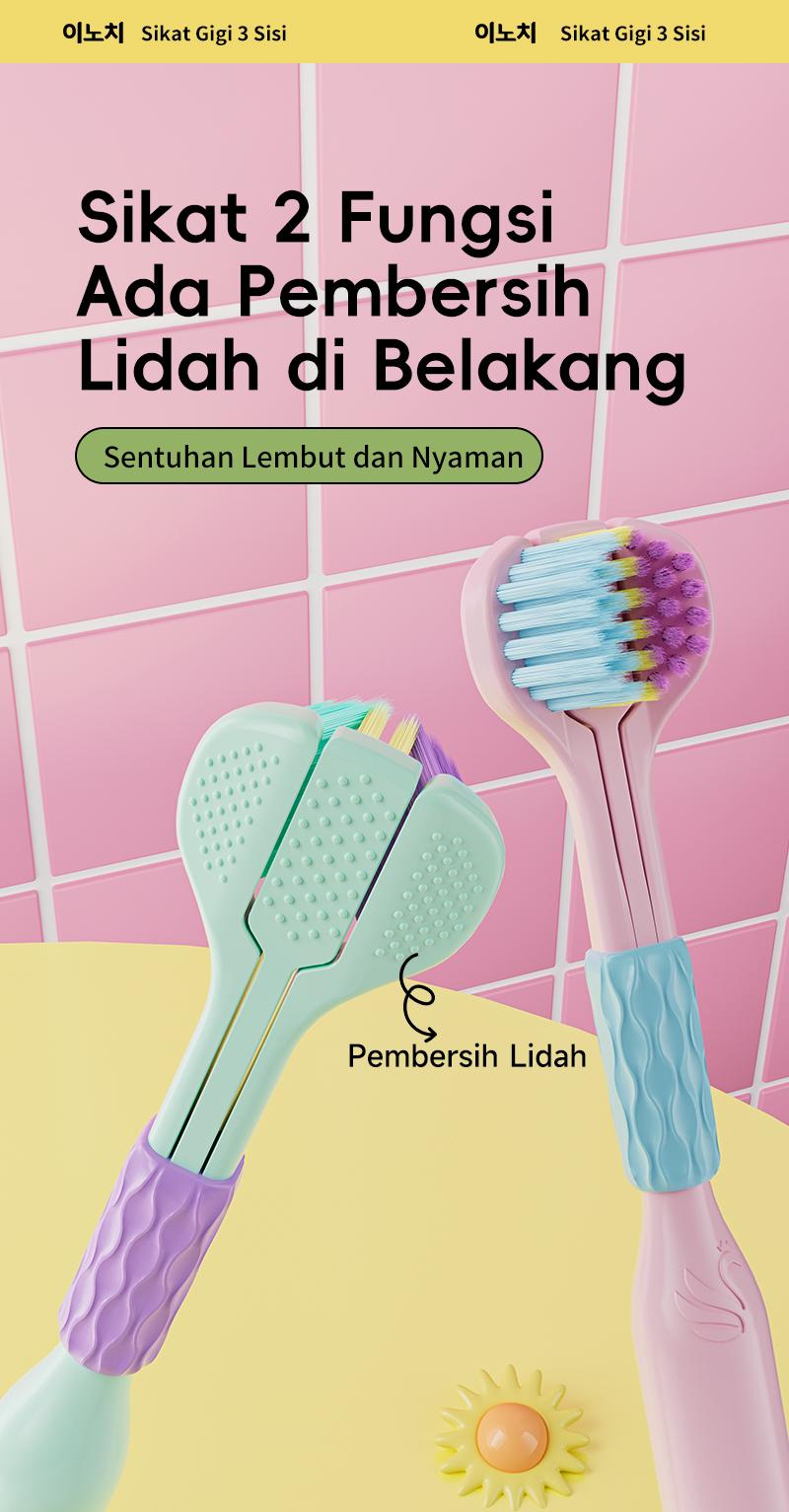 Dr Baek Sikat Gigi 3 Sisi Ultra Soft Bersih dari Semua Sudut 2in1 Pembersih Lidah Premium Mulut Gusi Tersedia dalam Warna Menarik toothbrush