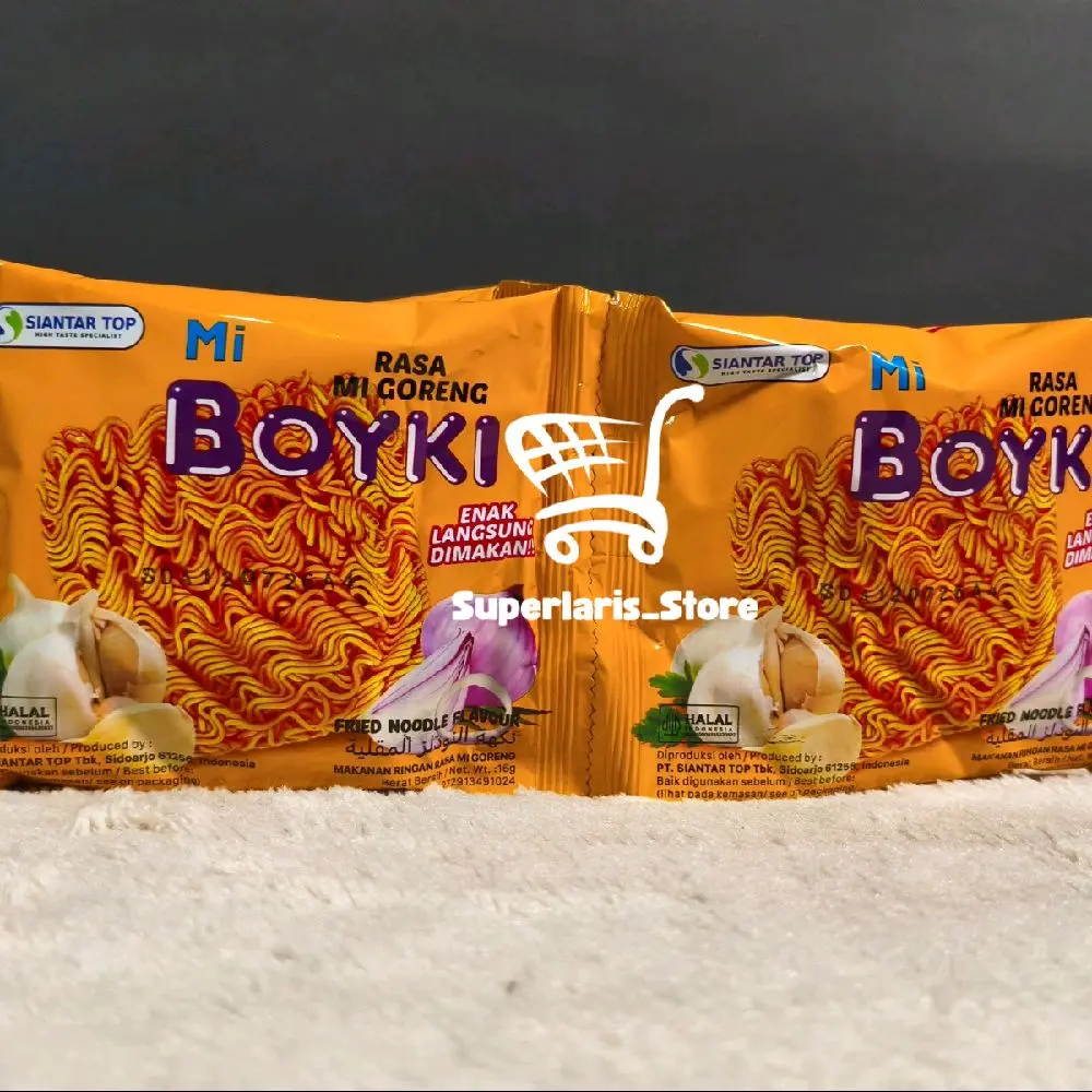 Mie Boyki Goreng camilan mie kering rasa mie goreng yang garing, gurih, dan renyah,(1 Renteng)