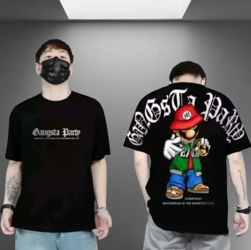 Baju Atasan Kaos Distro Pria T-Shirt Oblong Cowok Lengan Pendek Motif Mario Jaket