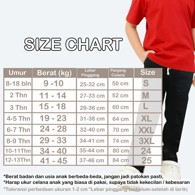 Celana panjang Chino anak laki-lakiusia 1-13 tahun twill stretch slim fit combed kids unisex Katun Cotton 1