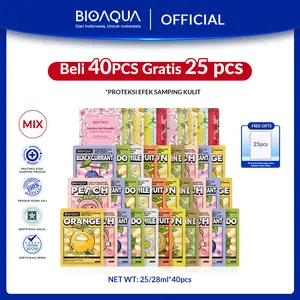 【Beli 40pcs gratis 25pcs】Buhotei BIOAQUA sheet mask wajah Natural serum series Facial Treatment Face Mask wajah glow up masker mencerahkan wajah/set/Berisi spesifikasi 4 dimensi Berjerawat Kusam Kering Hydrating Hyaluronic Bunga Arbutin Acid Arbutin【BPOM】