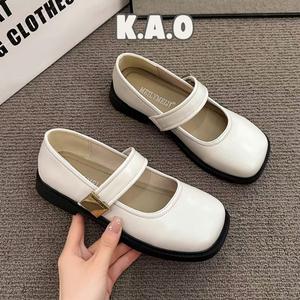 Giày Búp Bê Da Mềm Mũi Vuông Đế Bệt Tag Miu Quai Bản To - Tiệm của KAO