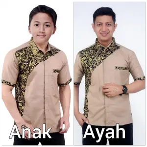 Kemeja Ayah Anak Harga Terpisah Kemko Polos Kombinasi Batik Prada Couple Ayah anak Motif Cluret