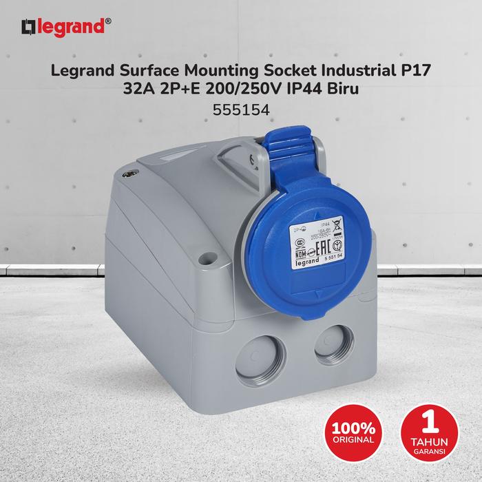 Gambar Legrand Surface Mounting Socket Industrial P17 16A 2P+E 200/250V IP44 Biru - 555154 dari LegrandPowerSolution.id Kota Administrasi Jakarta Barat Tokopedia