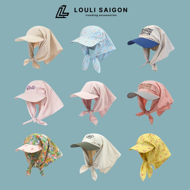  Mũ lưỡi trai nam nữ trùm đầu chống nắng LOULI SAIGON vải dù lạnh nón lưỡi trai khăn cột trơn đi biển M93 