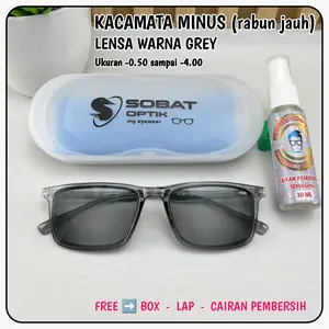 Kacamata Minus Rabun jauh Lensa Warna Grey Bisa Pria Atau Wanita Ukuran -0.50 Sampai -4.00