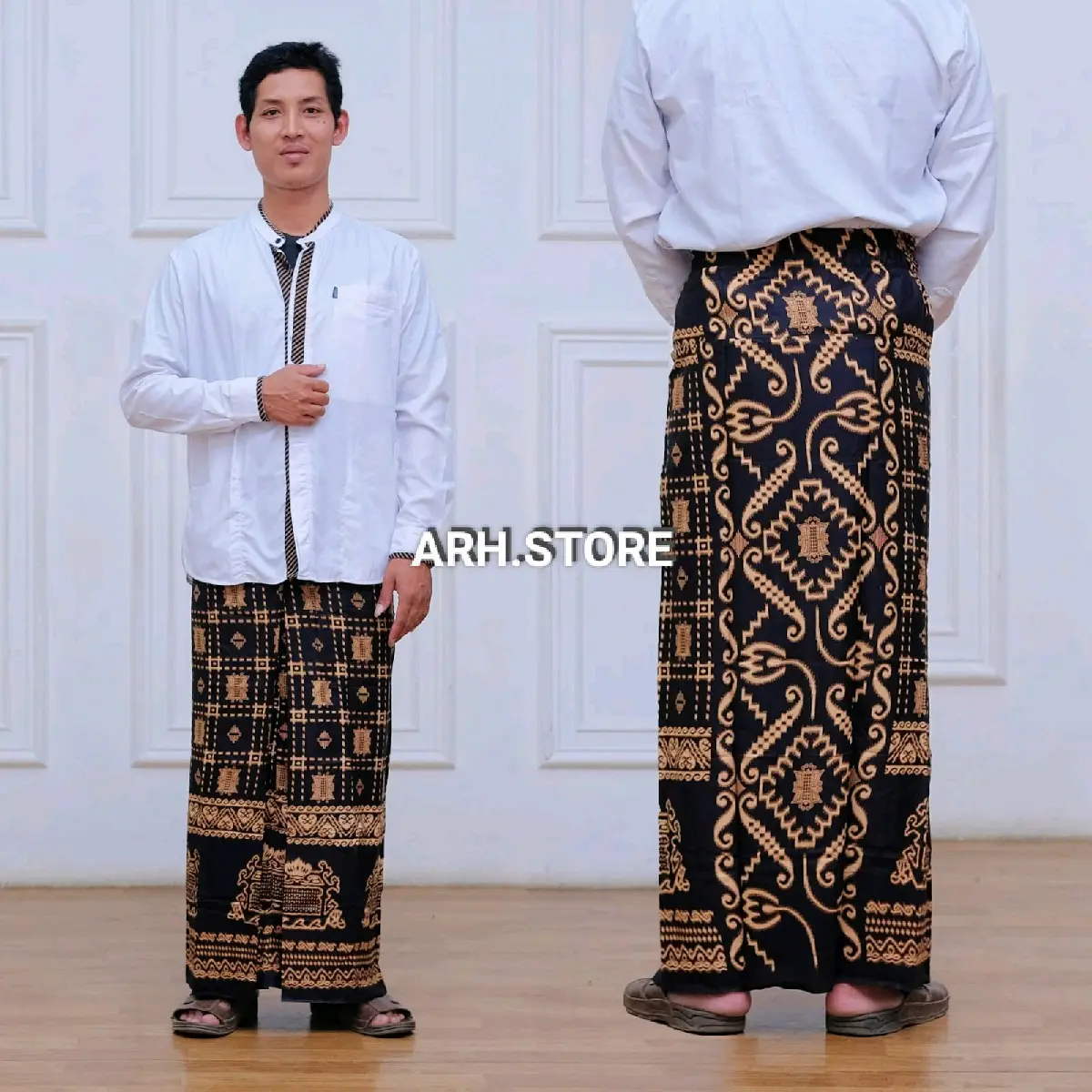 Sarung  Pria dewasa model rok dengan karet pinggang tidak melorot Katun Nyaman Motif Batik Rayon Muslim santri seragam Pekalongan