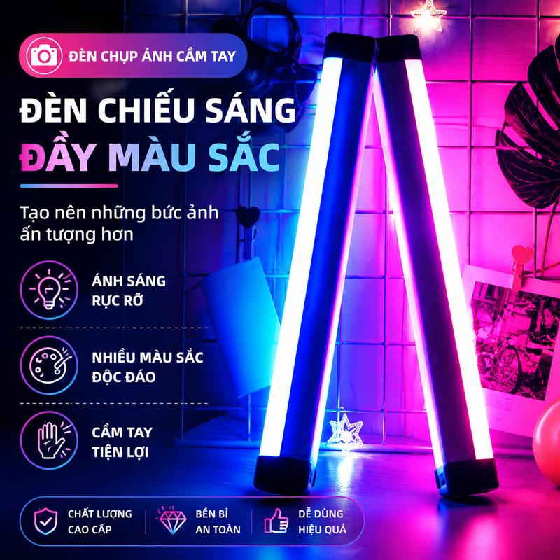 Đèn nhỏ tạo không khí chụp ảnh mạng, đèn ngủ, đèn LED sặc màu xanh lam và tím,…