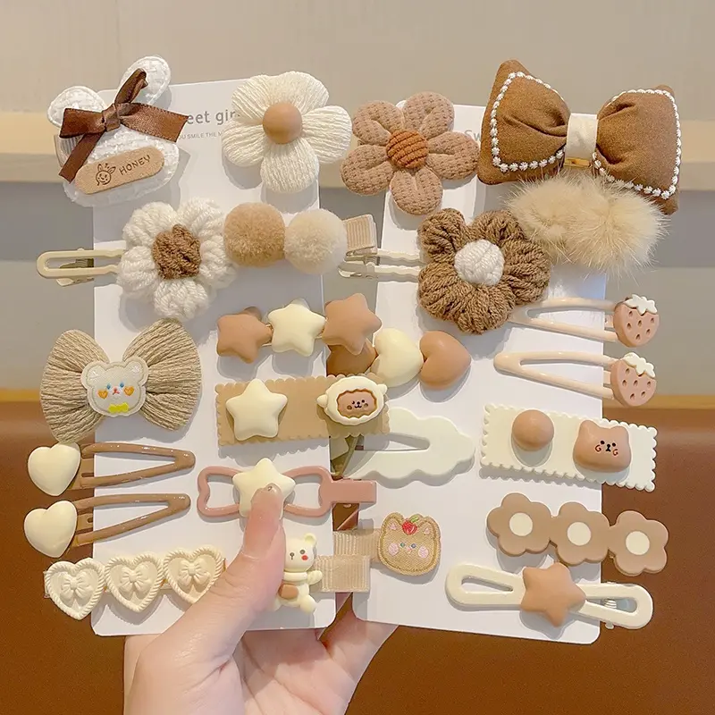 Bộ Kẹp Tóc Dệt Kim, Hàng Mới Về, Dễ Thương Cho Trẻ Em, Kẹp Tóc Mái, Kẹp Tóc, Thiết Kế Hoa Và Trái Cây, Thích Hợp Cho Bé Gái, Kẹp Tóc, Phụ Kiện Tóc 0