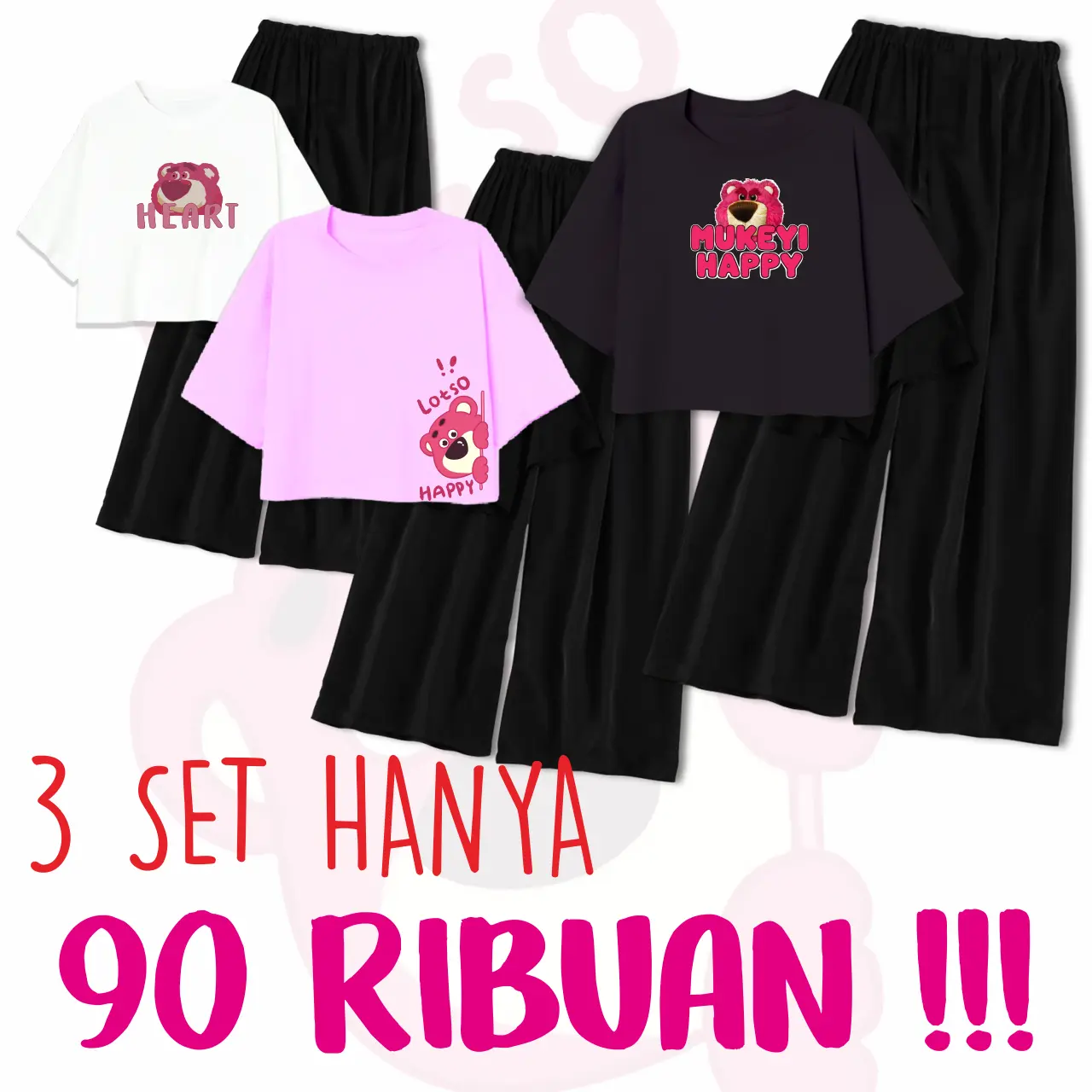 Paket 3 Stel 90 ribu Setelan Anak R Fashion emaja Baju dan Celana Kulot Usia 9-14 Tahun Set