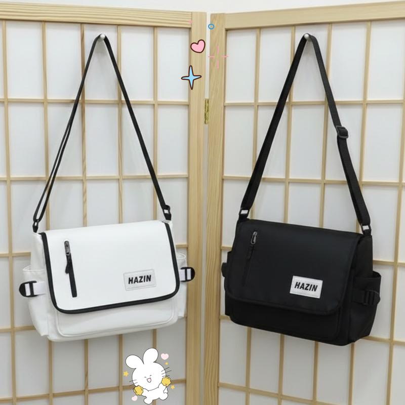 Túi Đeo Chéo Thời Trang Hàn Quốc Dành Cho Nam và Nữ Chất Vải Polyester 2 Lớp Chống Nước Thiết Kế Nhiều Ngăn Đựng Laptop 14inch