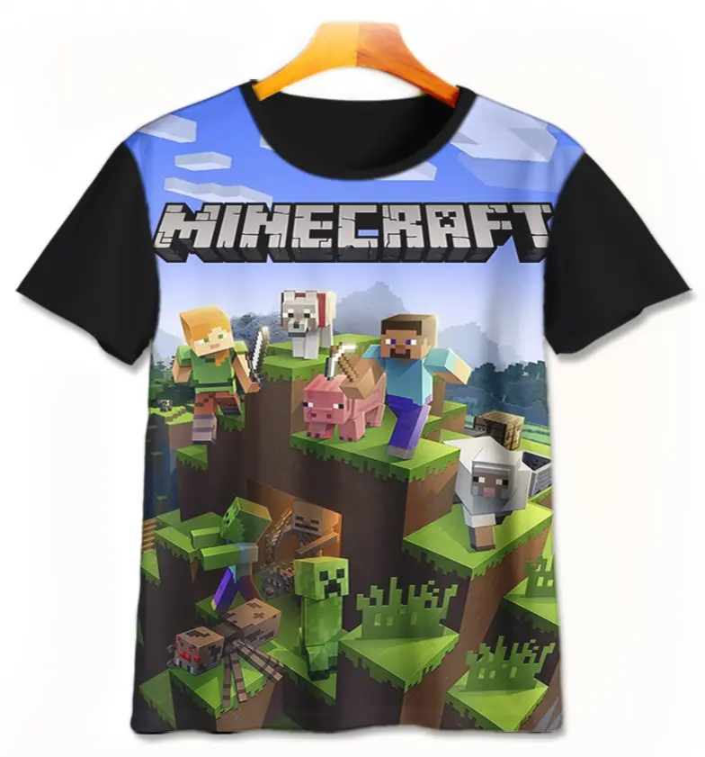 Kaos Anak Game Minecraft v1 Baju Minecraft Permainan Mobile Anak 3D Printing Untuk Umur 1-12 Tahun
