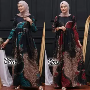 Gamis Wanita Gamis Batik Busui Resleting Depan LD 104 & LD 118 Gamis Batik Katun Poly