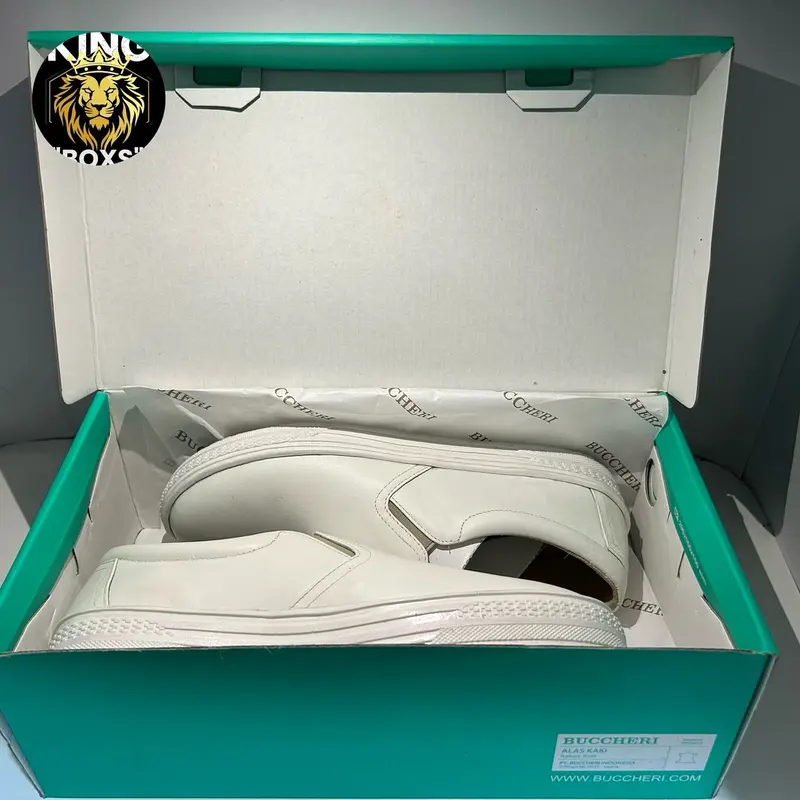 Sepatu Buccheri Slip On Pria - Wanita Tanpa Tali Putih Polos - Flat, Sneakers Shoes 8