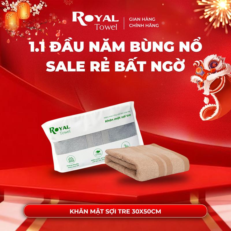 Khăn mặt sợi tre Royal Towel 30x50cm thấm hút tốt không đổ lông không ra màu Dùng Cho Nhà Tắm Của Gia Đình Spa Khách Sạn