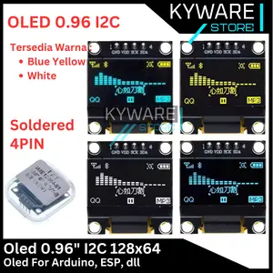 Oled 0.96" Blue Yellow White I2C 128x64 LCD Display Module Biru Kuning Putih 0.96 Inch For Arduino ESP STM32