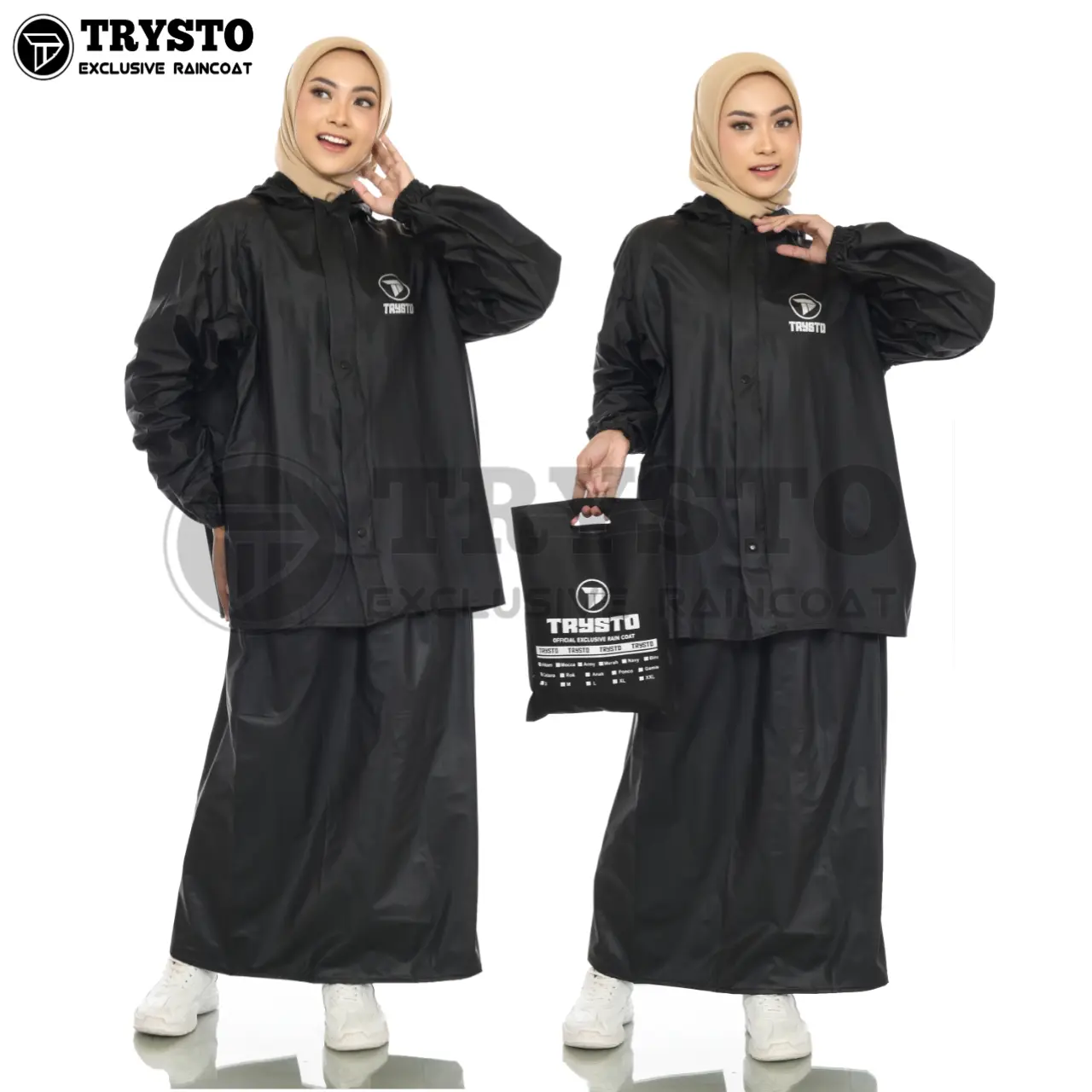 TRYSTO JAS HUJAN ROK Setelan Baju dan Rok Bahan PVC Tebal Elastis Original By TRYSTO untuk Perlindungan Hujan yang Nyaman