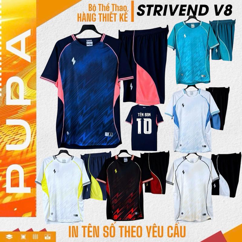 PUPASPORT Bộ Quần Áo Bóng Đá Không Logo, Strivend V8 - Nhiều Màu - Vải Mè Cao Cấp Cho Nam Nữ, Có In Tên Unisex Sport Top Quần quanao  bong da