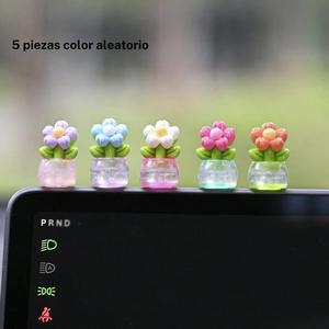 Decoración de Pantalla del Tablero del Coche con Diseño de Flor Colorida Aleatoria, Accesorios de Decoración Interior del Coche, Decoración de Escritorio de Oficina