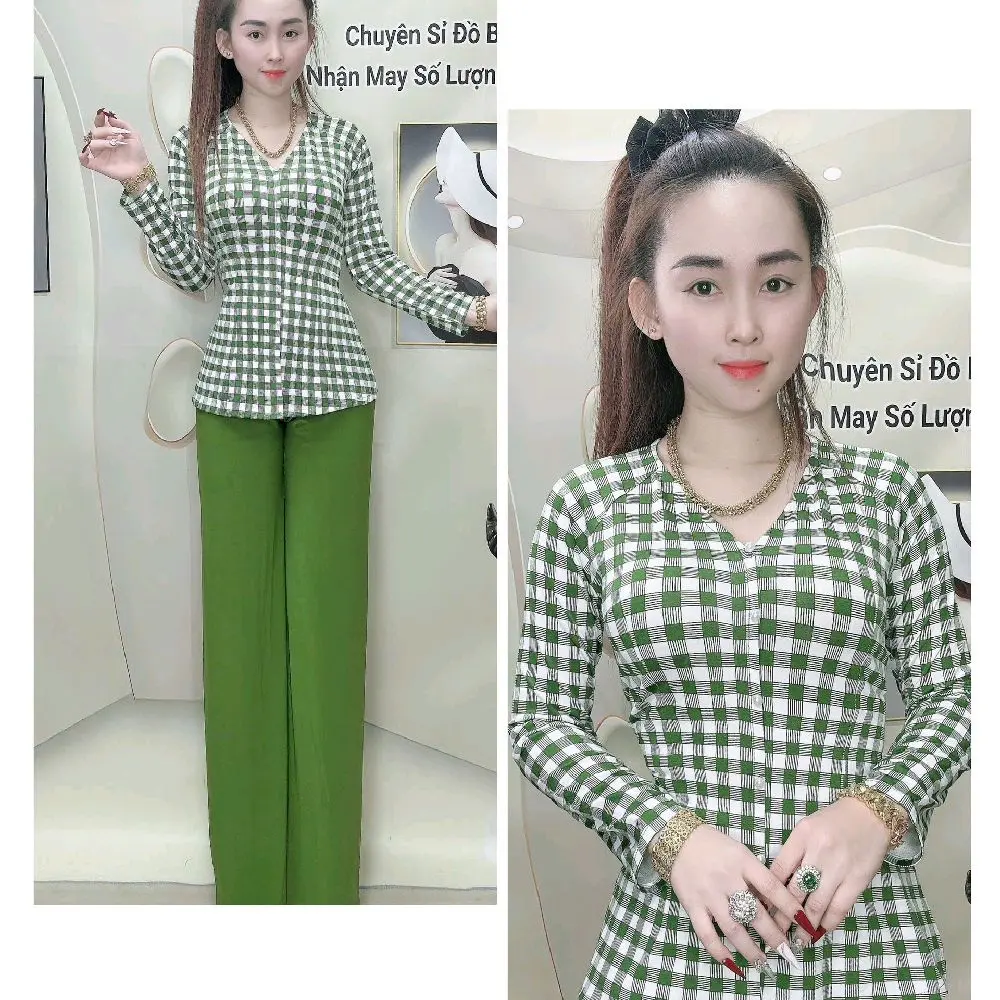 bộ bà ba áo thun ati , quần thun la dong , quần dài ống rộng