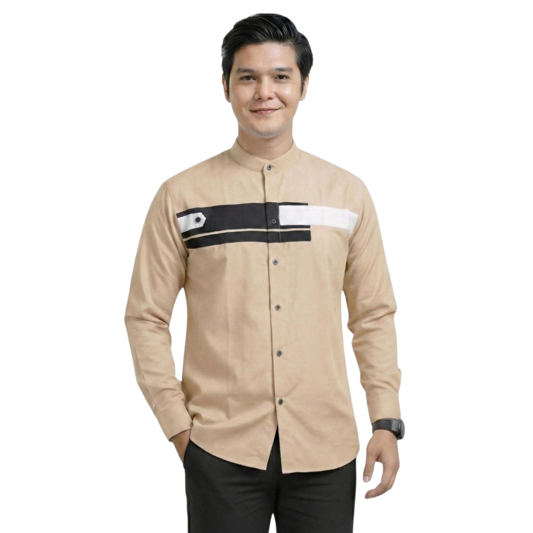 PAKET 2 PCS Baju Koko Pria Lengan Panjang Motif Yordan Hadroh Muslim Dewasa Model Terbaru Kekinian