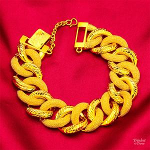 Gelang Lelaki Lebar Emas Pasir Rekaan Bintang Langit Penuh Saiz Besar 20 Milimeter