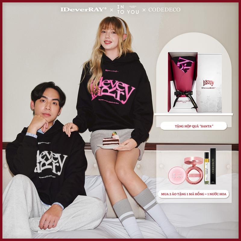 HỘP SNOW Áo Hoodie unisex cao cấp chính hãng IDeverRAY - Hộp quà tặng IN LOVE - Yêu form oversize chất liệu nỉ