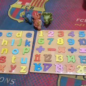 COD Mainan Anak Edukasi Puzzle Wooden Jigsaw Kayu 3D Edukatif Premium Besar Huruf Angka ABC Geometri