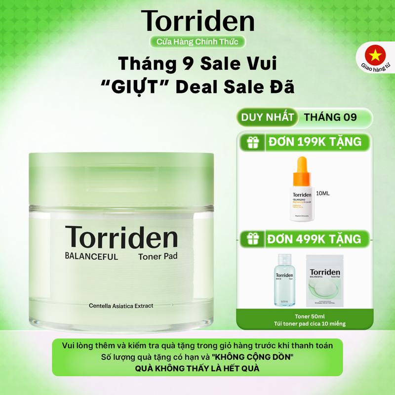 Toner Pad Cica Rau Má Torriden Balanceful 60 Miếng Hỗ Trợ Làm Dịu Và Làm Mát D