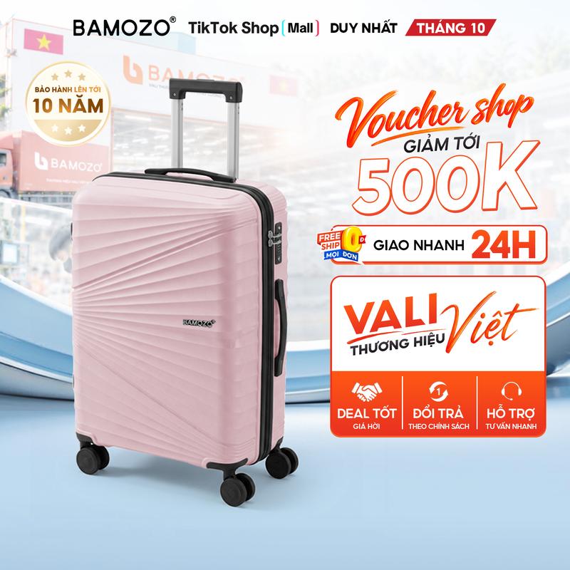 Vali Du Lịch BAMOZO IRIS Nhựa PP Cao Cấp Size 24 Inch Ký Gửi - Siêu Nhẹ, Chống Trầy, Khóa 3 Số Bảo Mật, Bánh Xe Kép 360°, Bảo Hành 10 Năm_ IRIS