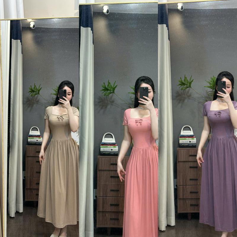 E02 Đầm thiết kế form xoè bồng cách điệu vải mềm mặc mát co dãn tốt đính nơ đi làm đi chơi đều đẹp váy hela by Thương Lê E02