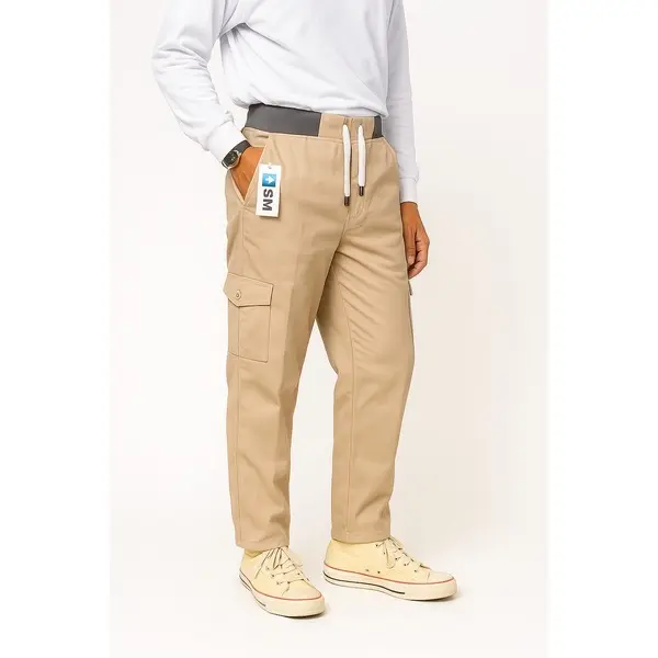Celana Cargo Slimfit Pria Big Size 95Kg | Kain Katun Non Stretch Casual Cowok | Celana Panjang Pinggang Karet Melar Anti Sesak 0