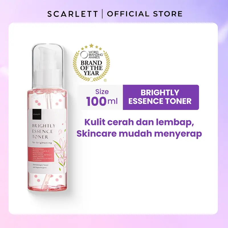 Scarlett Whitening Brightly Essence Toner Mencerahkan Wajah Extract Glutathione 0
