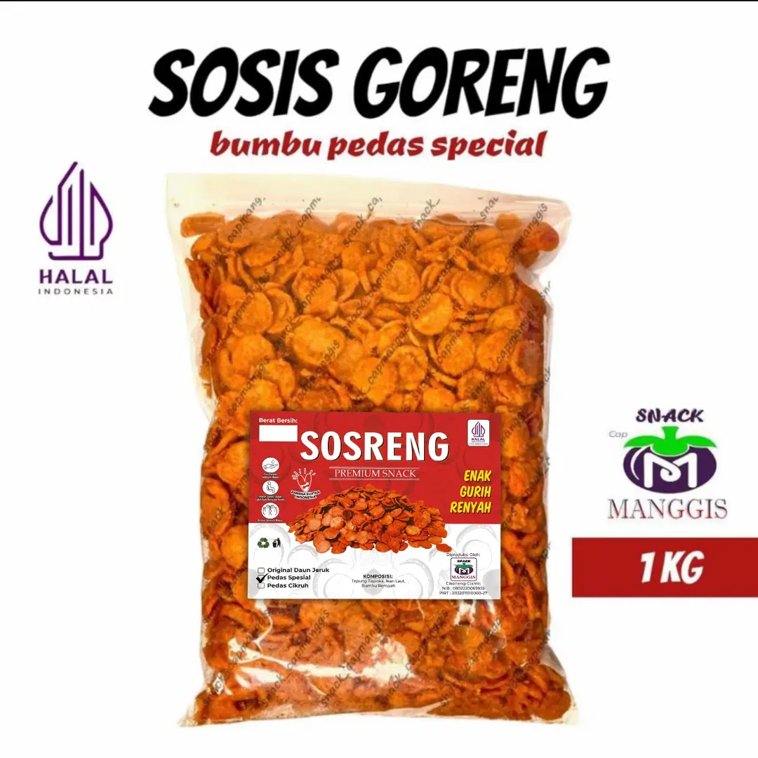 SOSRENG 1 KG Bumbu Special I TERSEDIA UK. 250gr, ± 400gr (HANDLE), 1KG I Manggisraya I SOSIS GORENG VIRAL I SOSGOR Pedas Nikmat Bahan Bawang Rempah Penyedap Cabai Laut Spices.