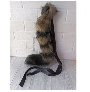 ekor furry anggora loreng neko tail blaster faux fur fluffy halloween party fashion cosplay animal stuff aksesoris hiasan dekorasi costume accessories kawaii cute cat shippo 7
