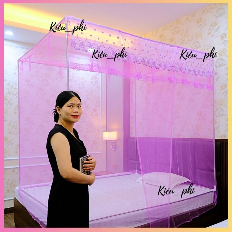 Màn khung vuông không khoan tường màn ngủ chống muỗi cửa vén tiện lợi đẹp xinh cho mọi loại giường