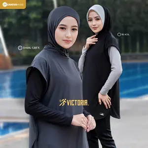 Zaneva - Vest Hijab Sport Jersey Premium by Zaneva || Terbaru Kekinian Modern Simple Adem Nyaman Muslim Baju Rompi Outer Dusty Pink