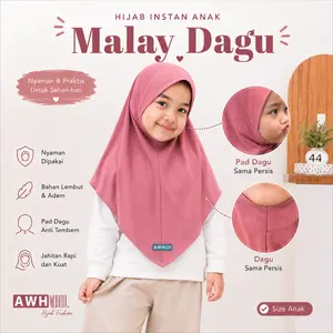 AwH - BERGO ANAK MALAY DAGU SIZE S USIA 1 - 4 DAN 5 -10 TAHUN BAHAN JERSEY ADEM / JILBAB ANAK / HIJAB ANAK / HIJAB MALAY ANAK Instan Dewasa Muslim Kerudung