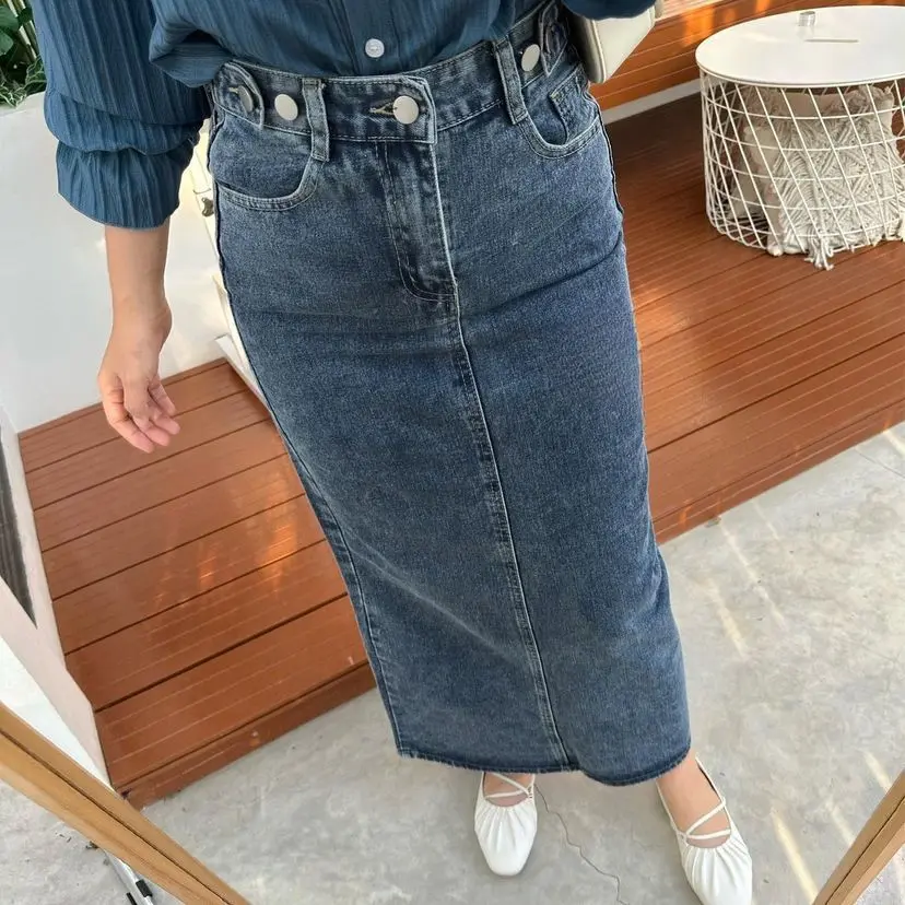 Rok  Jeans  Skirt  Theana  Wanita  Panjang