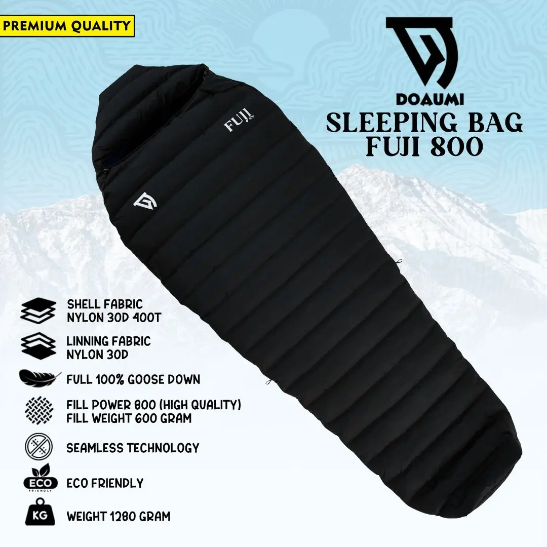 SLEEPING BAG BULU ANGSA DOAUMI FUJI 800 GOOSE DOWN SEAMLESS FREE STUFFSACK KANTUNG TIDUR CAMPING HIKING