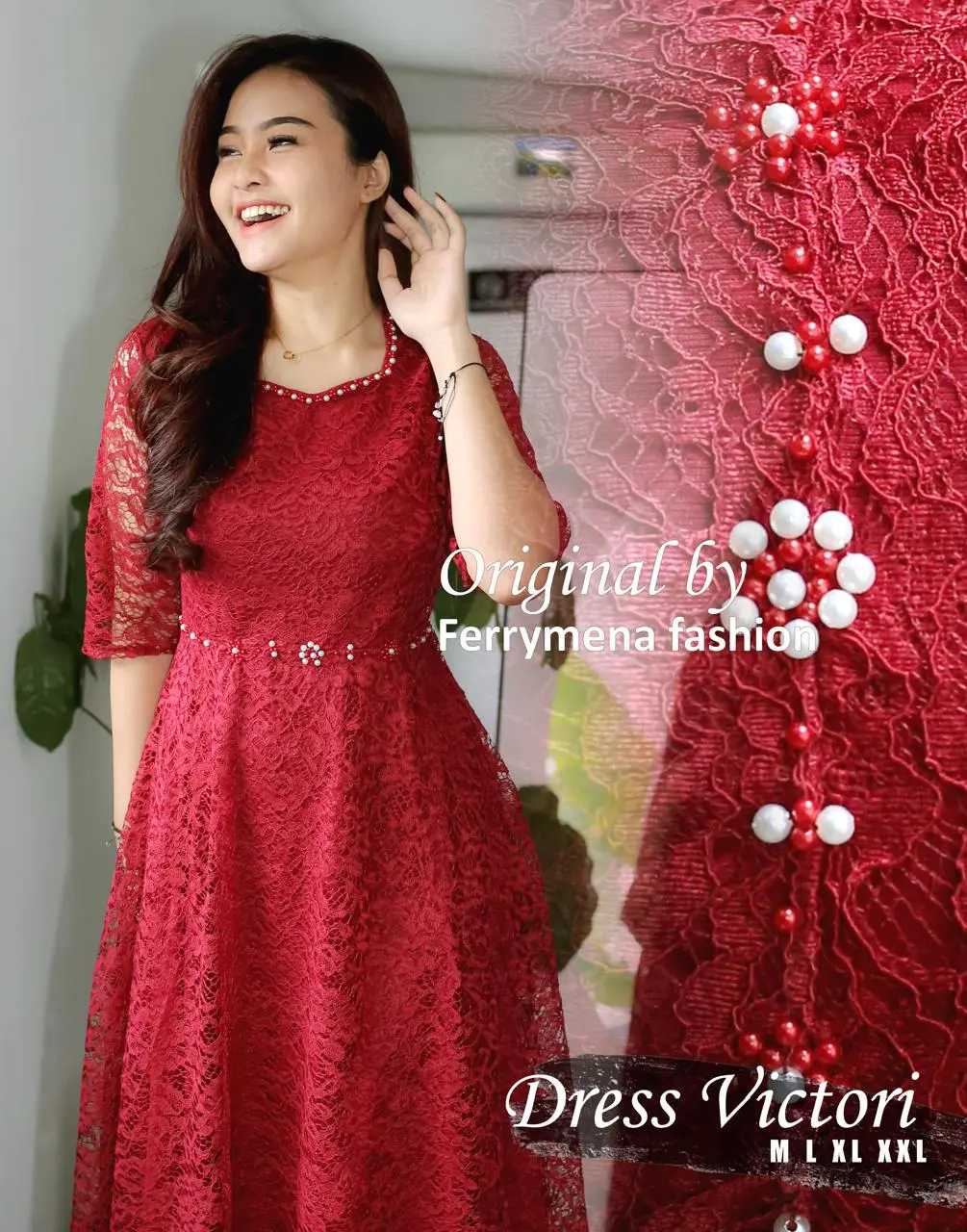 Ready lagi midi dress terbaru dari Toko ferrymena fashion  Dress victori Matrial bahan Brukat katun full puring haiget Untuk warna putih sedikit menerawang Panjang dres 130 Ada payet jait tangan  Reseleting belakang  Ada karet bagian belakang