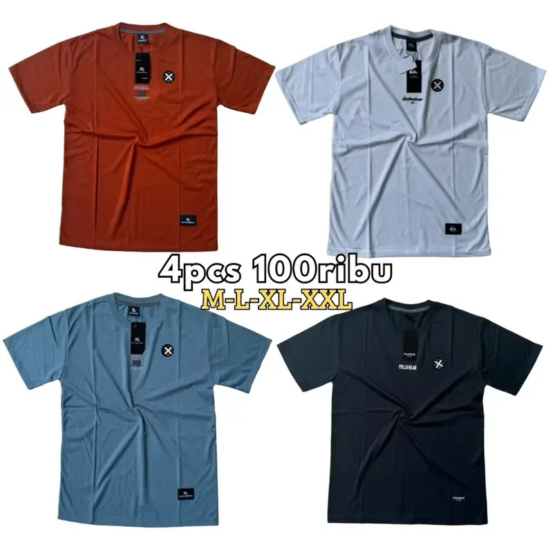 PAKET 4 PCS KAOS CEWEK COWOK UNISEX LENGAN PENDEK SIZE M L XL XXL 0