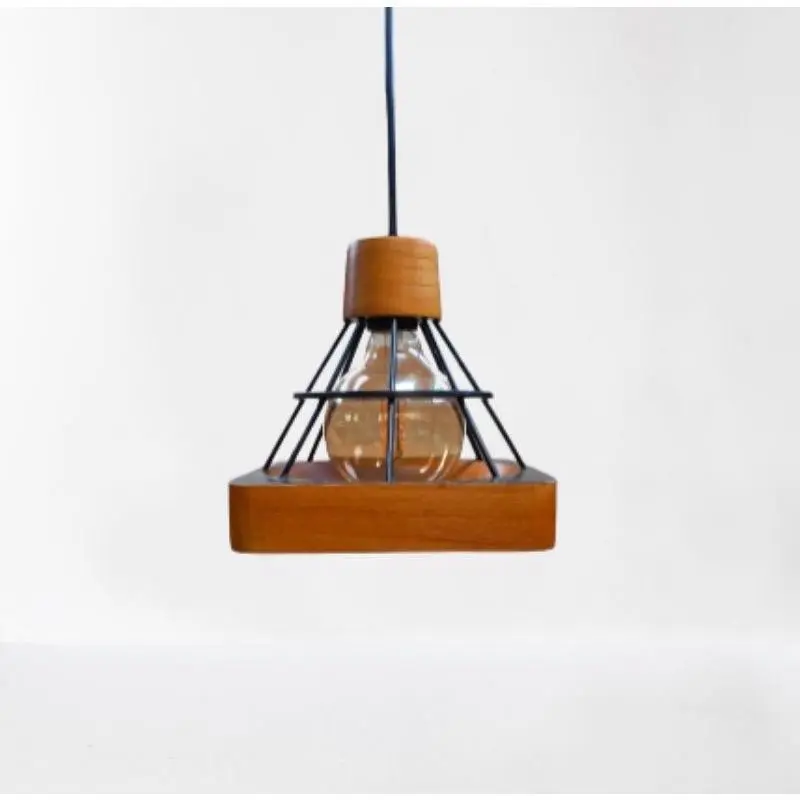 kap lampu gantung minimalis retro vintage Kayu Bulat lampu gantung lampu estetik lampu gantung kayu Kotak